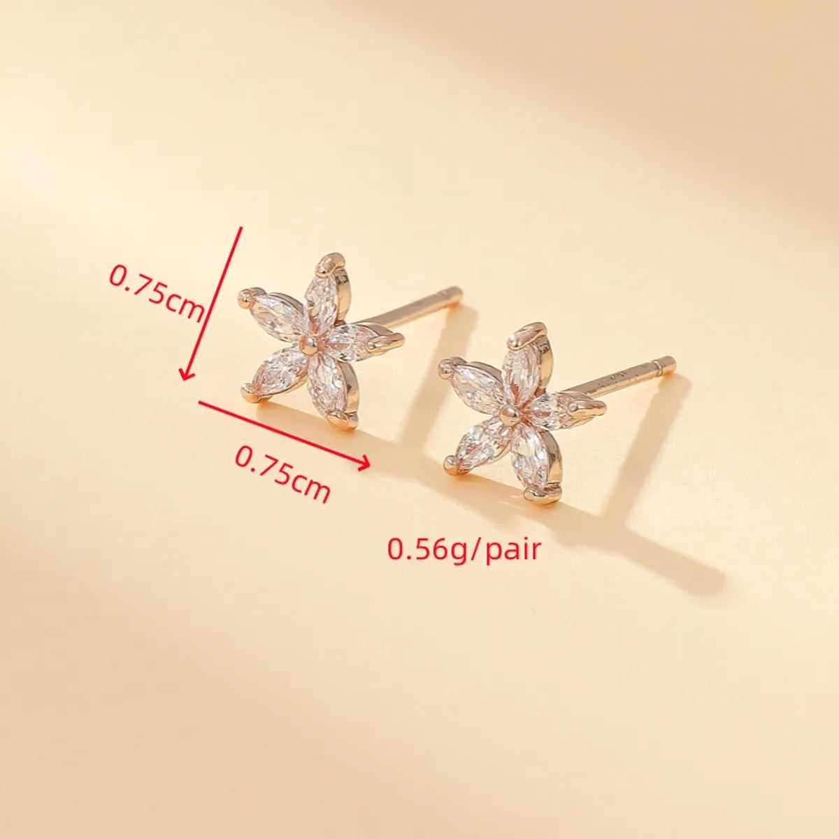 1 Pair Simple Style Shiny Flower Plating Inlay Copper Zircon Gold Plated Ear Studs