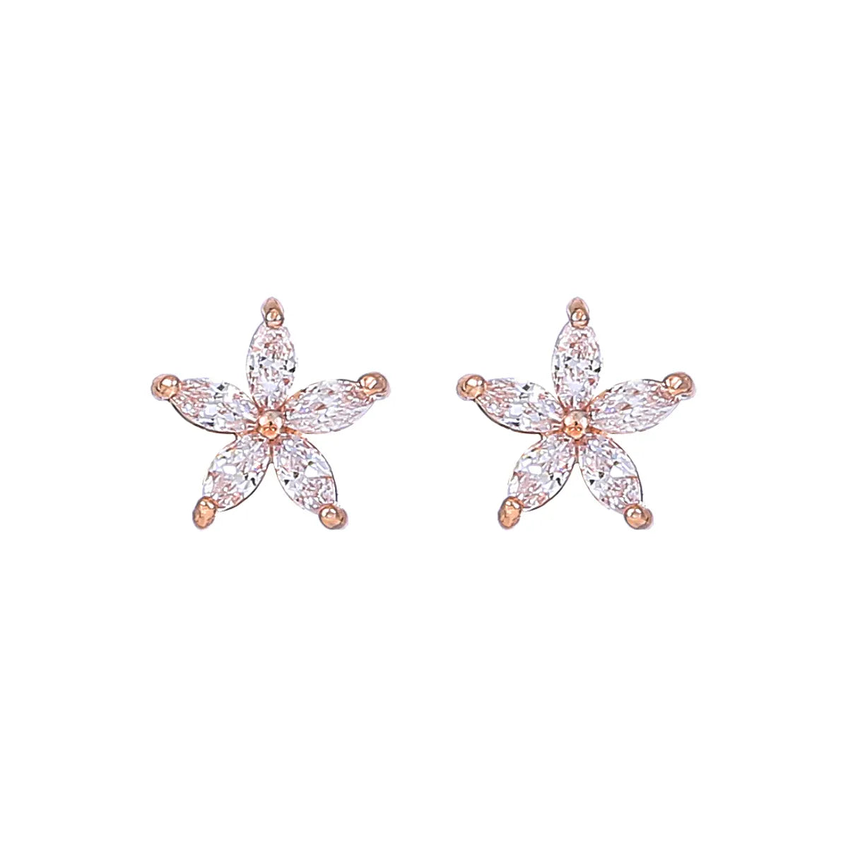 1 Pair Simple Style Shiny Flower Plating Inlay Copper Zircon Gold Plated Ear Studs