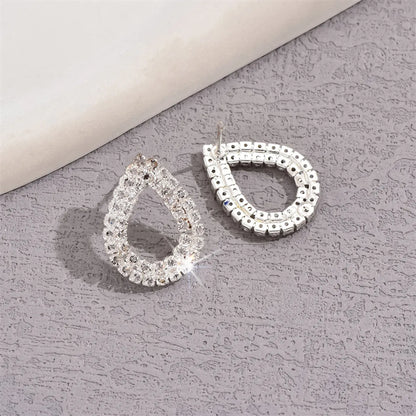 1 Pair Simple Style Shiny Geometric Inlay Alloy Glass Rhinestones Ear Studs