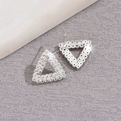 1 Pair Simple Style Shiny Geometric Inlay Alloy Glass Rhinestones Ear Studs