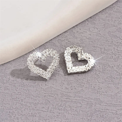 1 Pair Simple Style Shiny Geometric Inlay Alloy Glass Rhinestones Ear Studs