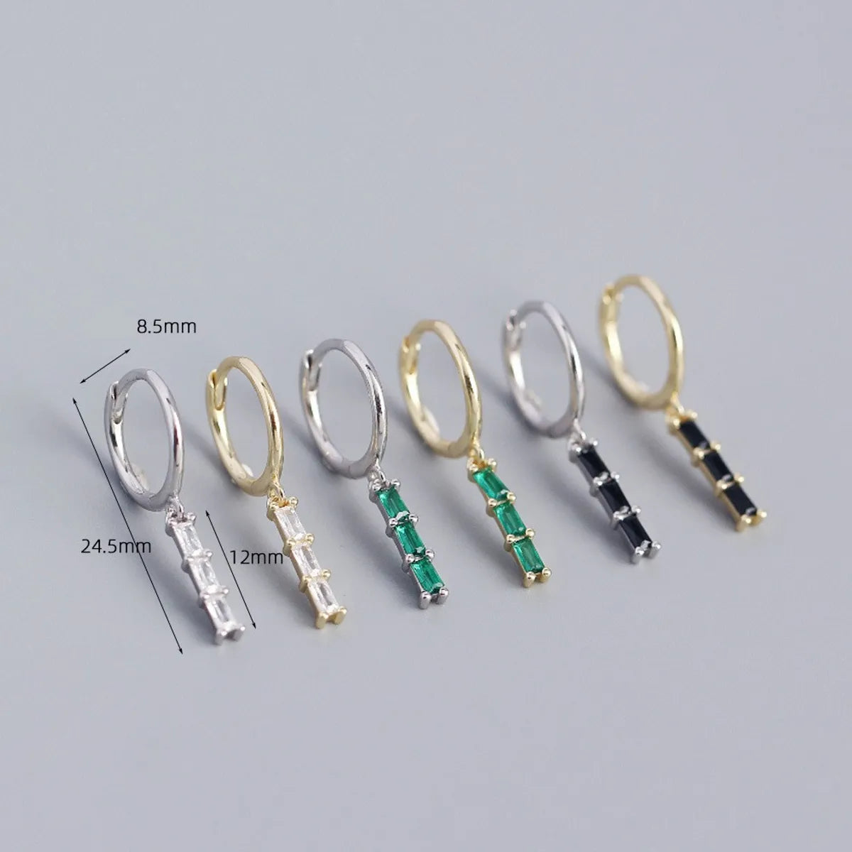 1 Pair Simple Style Shiny Geometric Inlay Sterling Silver Zircon Drop Earrings