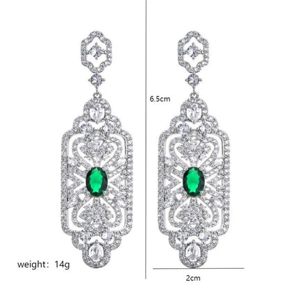 1 Pair Simple Style Shiny Geometric Plating Hollow Out Inlay Copper Zircon White Gold Plated Drop Earrings