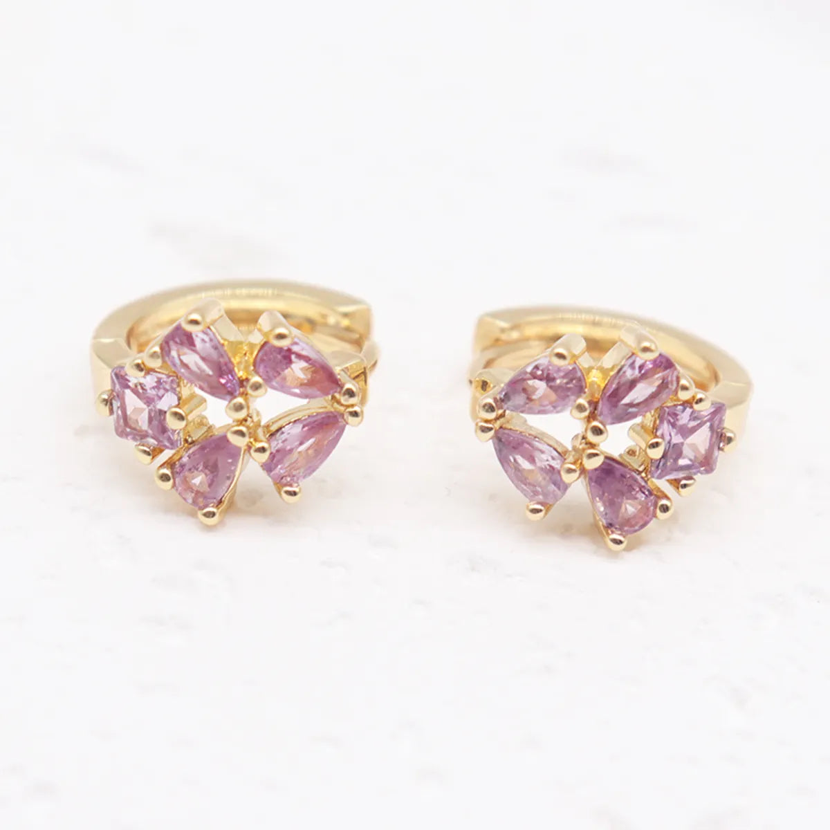 1 Pair Simple Style Shiny Geometric Plating Inlay Alloy Rhinestones Zircon Gold Plated Earrings