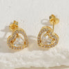 1 Pair Simple Style Shiny Heart Shape Plating Inlay Copper Zircon 14k Gold Plated Ear Studs