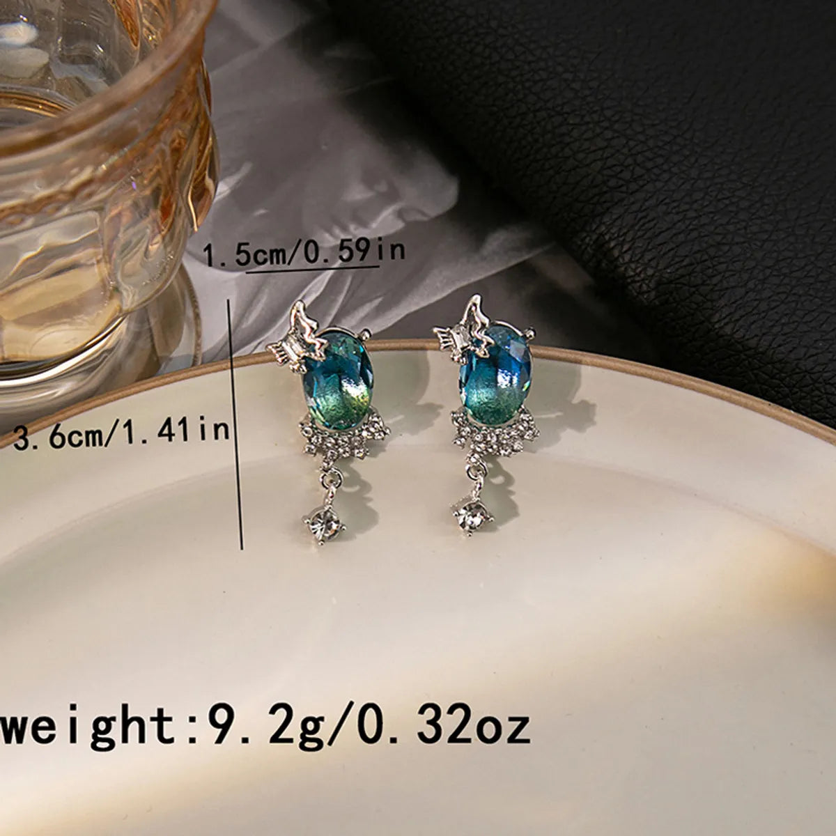 1 Pair Simple Style Shiny Oval Butterfly Inlay Alloy Rhinestones Ear Studs