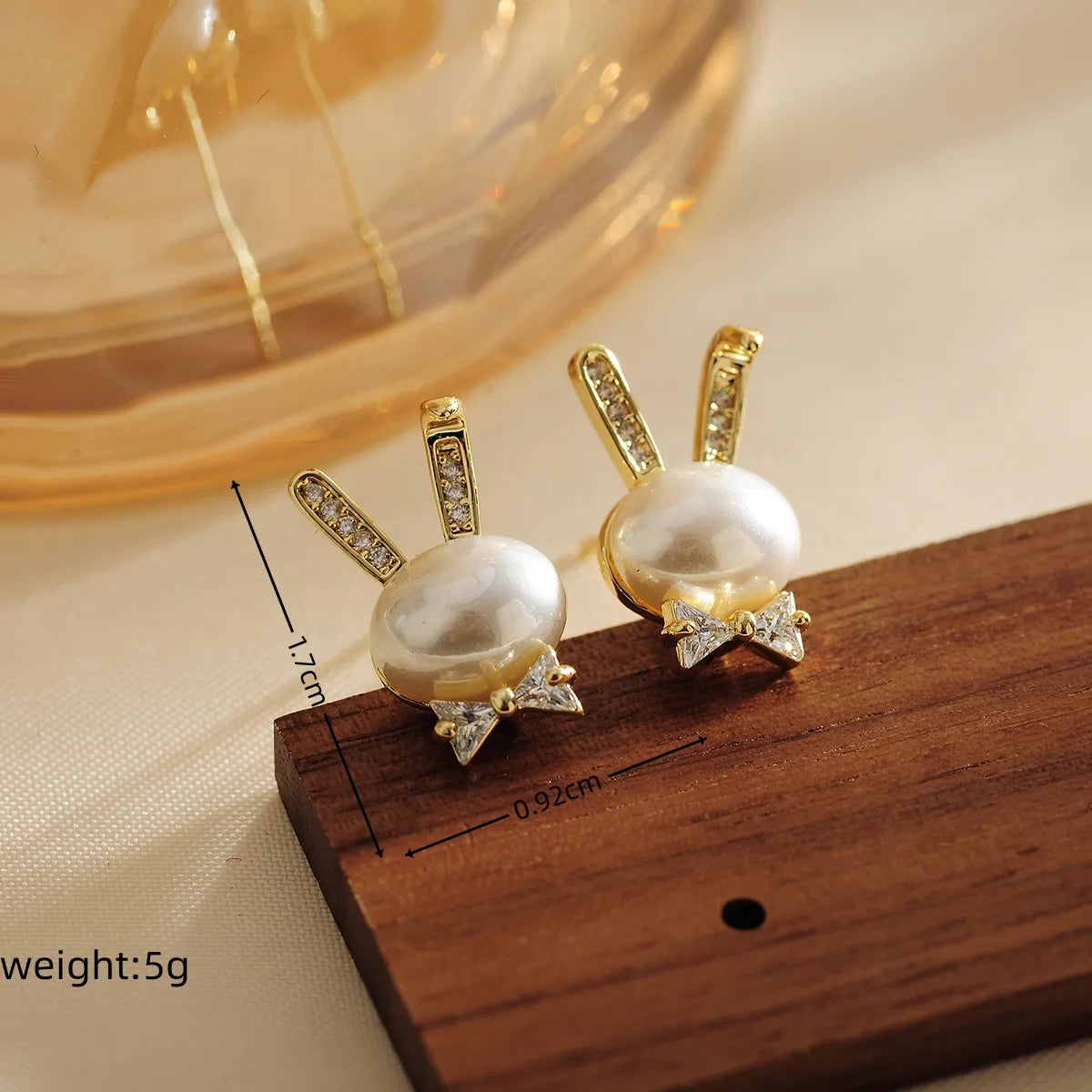 1 Pair Simple Style Shiny Rabbit Bow Knot Hollow Out Inlay Copper Crystal Beads Zircon 18K Gold Plated Ear Studs