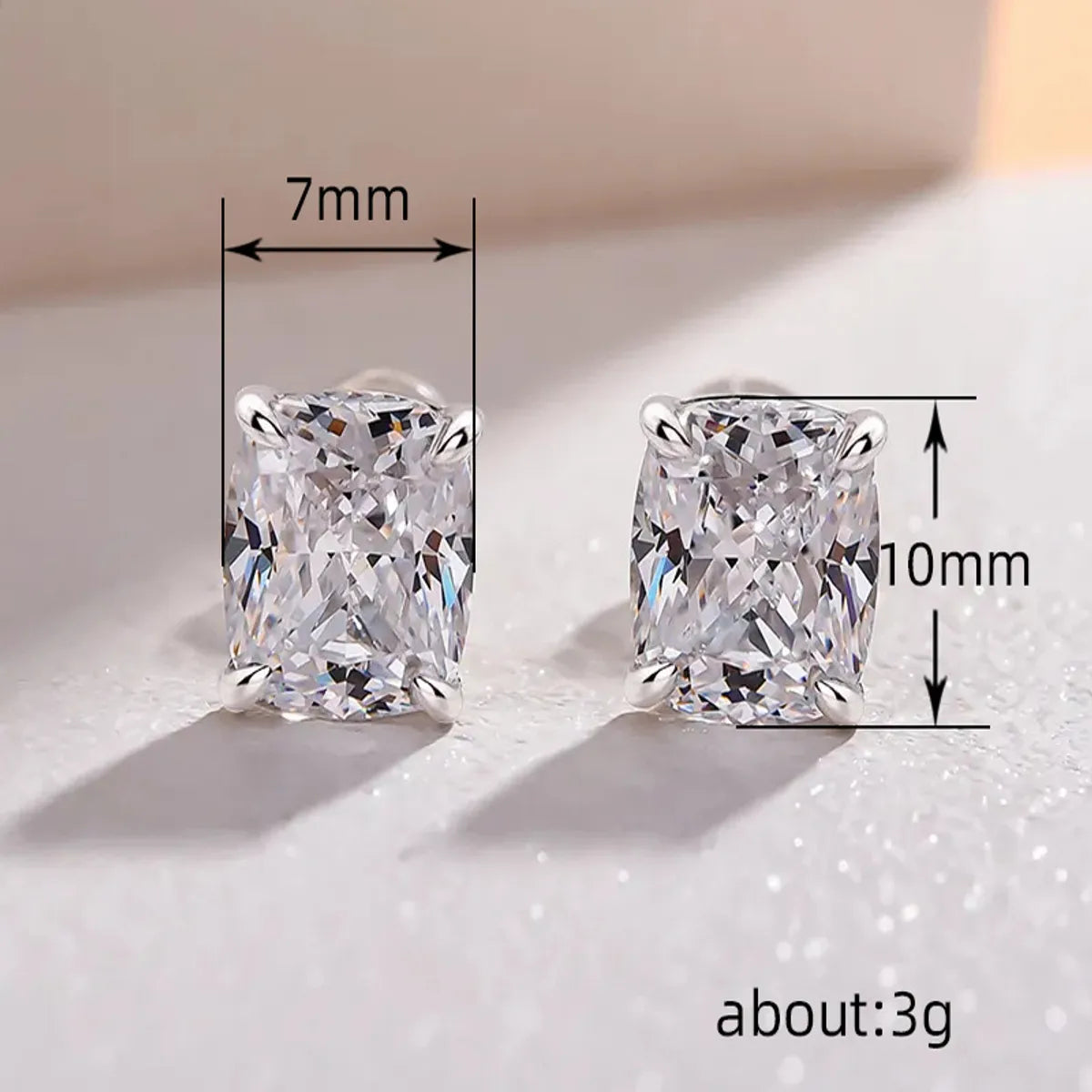 1 Pair Simple Style Shiny Rectangle Inlay Copper Zircon Ear Studs