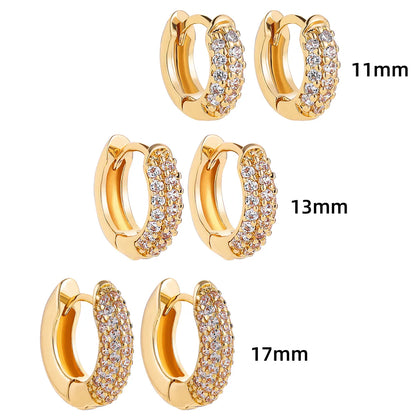 1 Pair Simple Style Shiny Round Inlay Copper Zircon Earrings