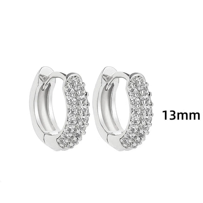 1 Pair Simple Style Shiny Round Inlay Copper Zircon Earrings