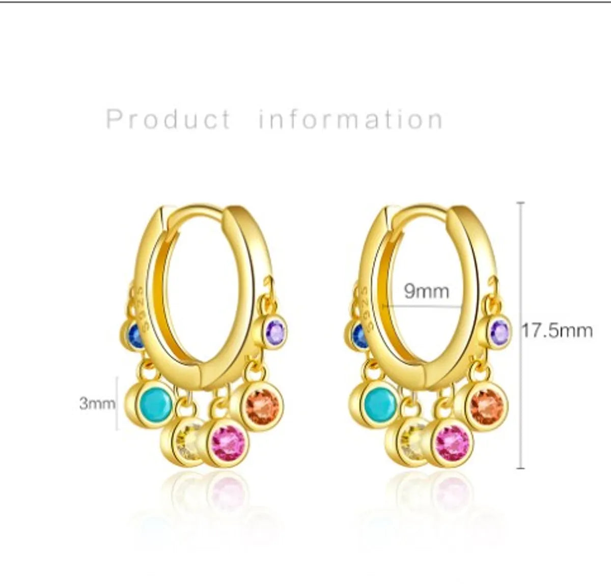 1 Pair Simple Style Shiny Round Inlay Sterling Silver Zircon 18K Gold Plated Drop Earrings