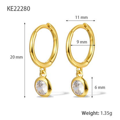 1 Pair Simple Style Shiny Round Plating Inlay Sterling Silver Zircon 18k Gold Plated White Gold Plated Drop Earrings