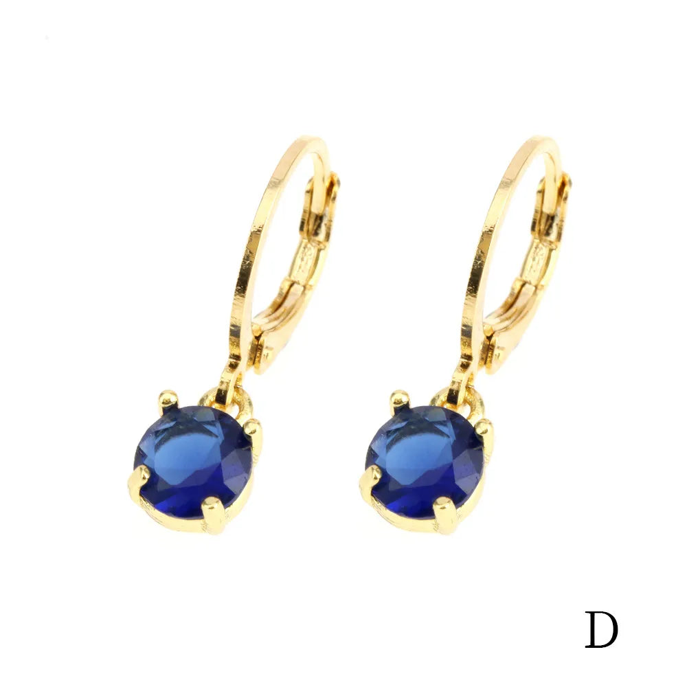 1 Pair Simple Style Shiny Round Square Plating Inlay Copper Zircon 18k Gold Plated Drop Earrings