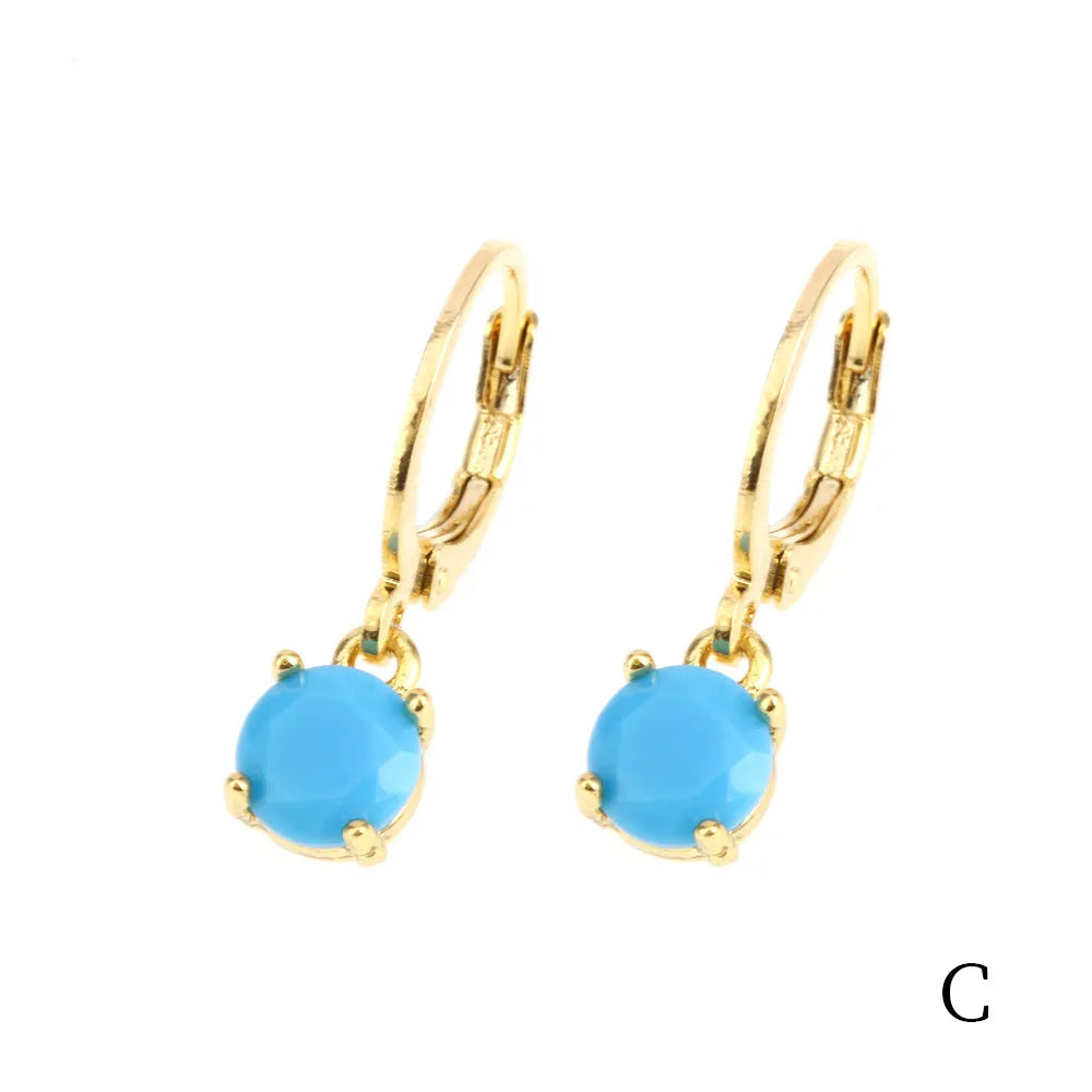 1 Pair Simple Style Shiny Round Square Plating Inlay Copper Zircon 18k Gold Plated Drop Earrings