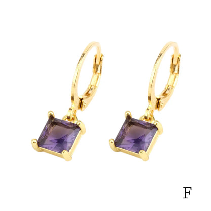 1 Pair Simple Style Shiny Round Square Plating Inlay Copper Zircon 18k Gold Plated Drop Earrings