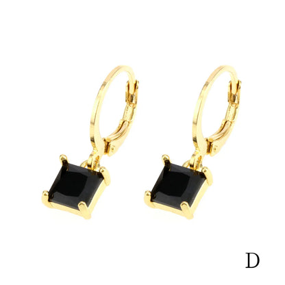 1 Pair Simple Style Shiny Round Square Plating Inlay Copper Zircon 18k Gold Plated Drop Earrings