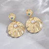 1 Pair Simple Style Shiny Round Sun Plating Inlay Alloy Zinc Rhinestones Pearl Drop Earrings