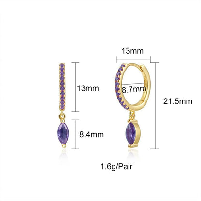 1 Pair Simple Style Shiny Solid Color Plating Inlay Copper Zircon 18k Gold Plated Earrings