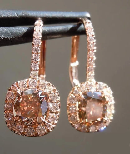 1 Pair Simple Style Shiny Square Copper Inlay Zircon Drop Earrings