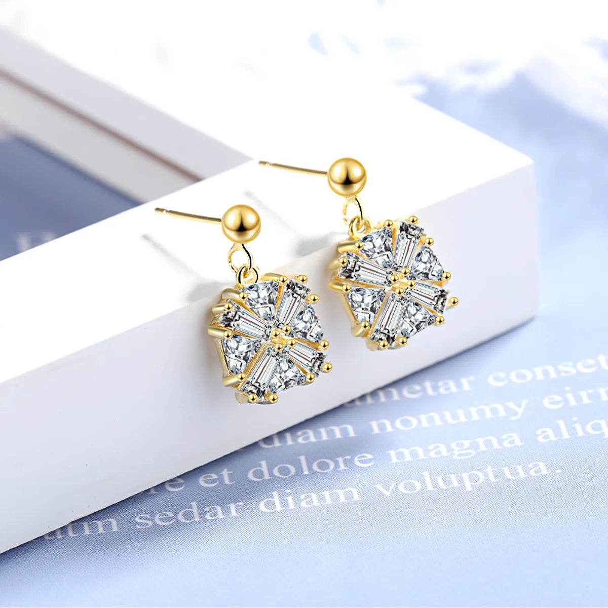 1 Pair Simple Style Shiny Square Plating Inlay Copper Zircon Drop Earrings