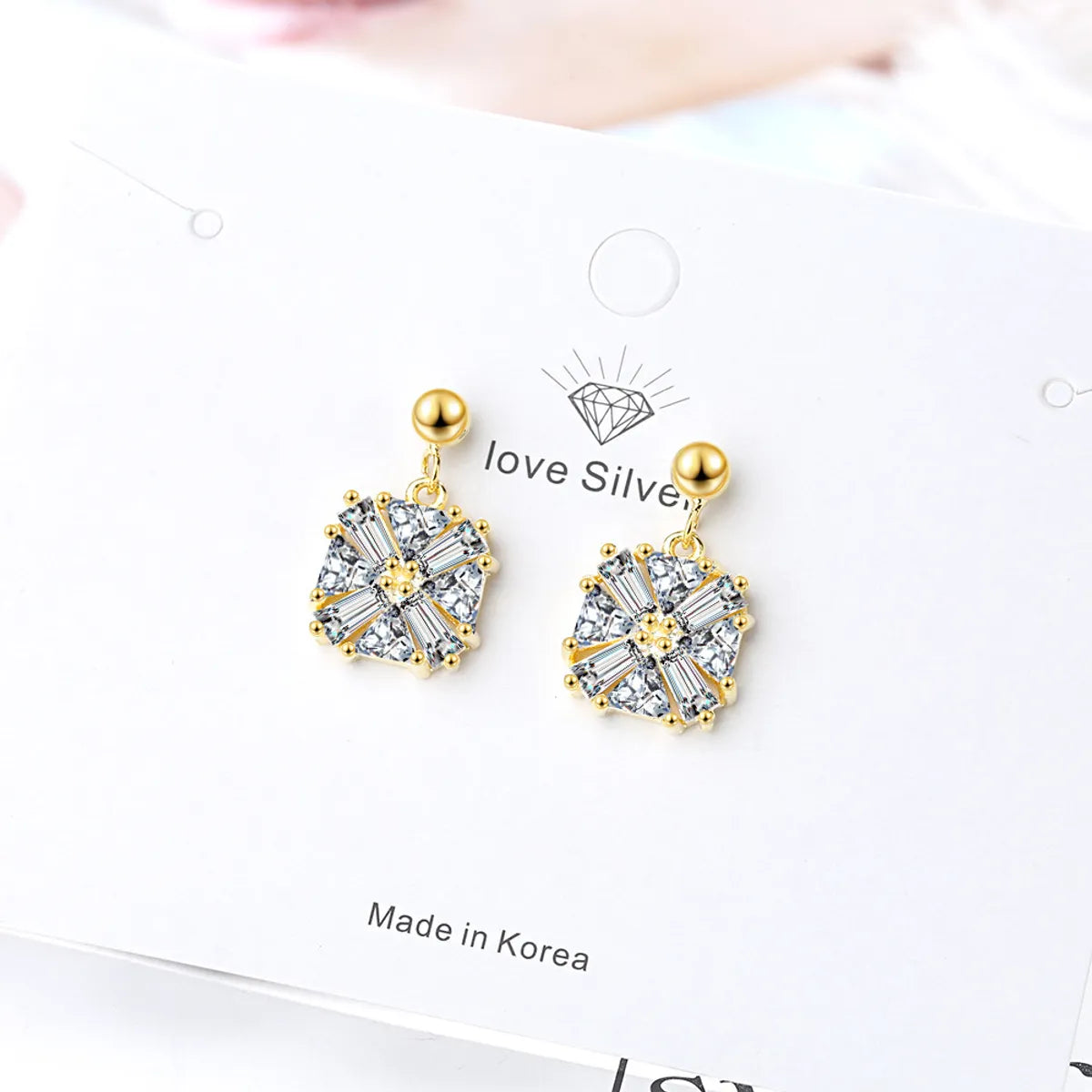 1 Pair Simple Style Shiny Square Plating Inlay Copper Zircon Drop Earrings