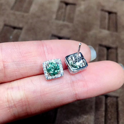 1 Pair Simple Style Shiny Square Plating Inlay Copper Zircon Ear Studs