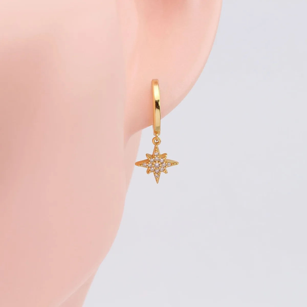 1 Pair Simple Style Shiny Star Plating Inlay Sterling Silver Zircon White Gold Plated Gold Plated Drop Earrings