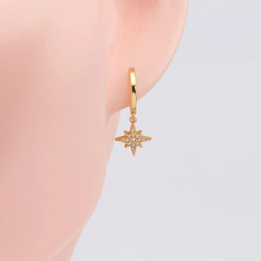 1 Pair Simple Style Shiny Star Plating Inlay Sterling Silver Zircon White Gold Plated Gold Plated Drop Earrings