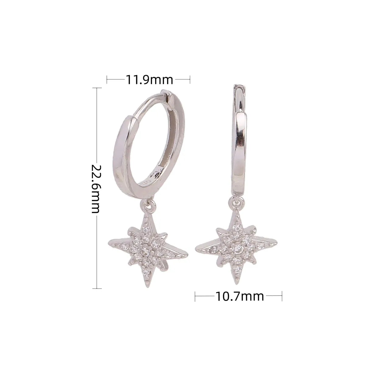 1 Pair Simple Style Shiny Star Plating Inlay Sterling Silver Zircon White Gold Plated Gold Plated Drop Earrings