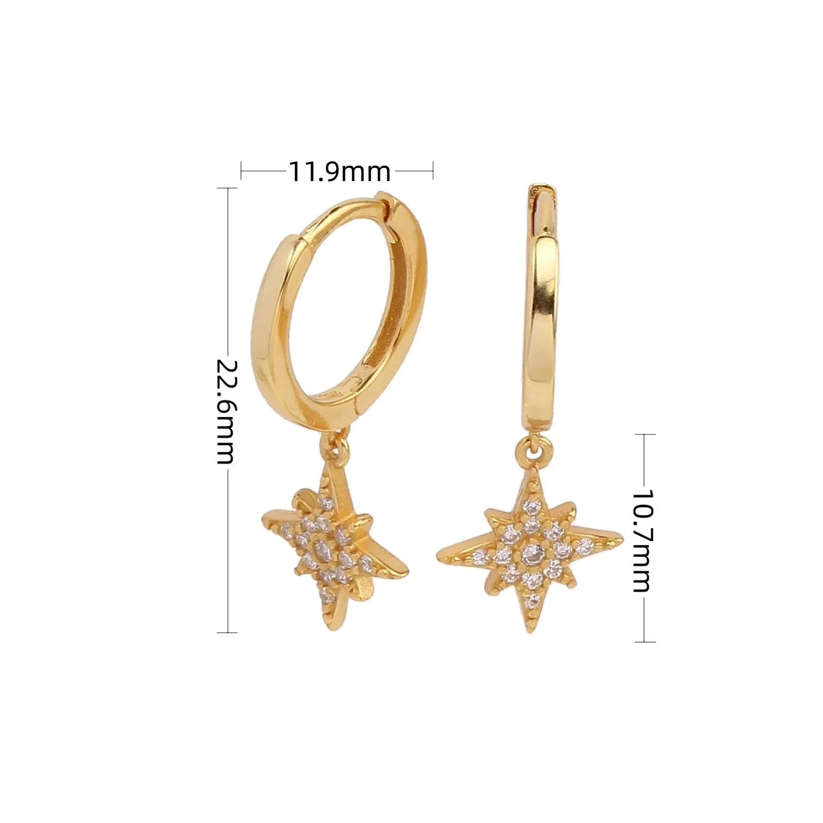 1 Pair Simple Style Shiny Star Plating Inlay Sterling Silver Zircon White Gold Plated Gold Plated Drop Earrings