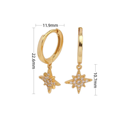 1 Pair Simple Style Shiny Star Plating Inlay Sterling Silver Zircon White Gold Plated Gold Plated Drop Earrings