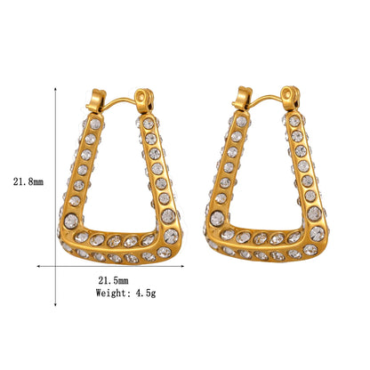 1 Pair Simple Style Shiny Trapezoid Inlay 304 Stainless Steel Zircon Gold Plated Earrings