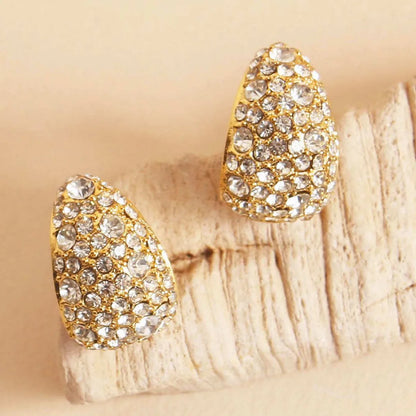 1 Pair Simple Style Shiny Water Droplets Inlay 304 Stainless Steel Zircon 18K Gold Plated Earrings