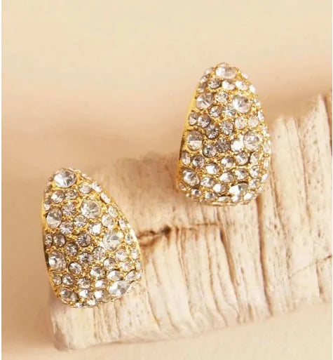 1 Pair Simple Style Shiny Water Droplets Inlay 304 Stainless Steel Zircon 18K Gold Plated Earrings