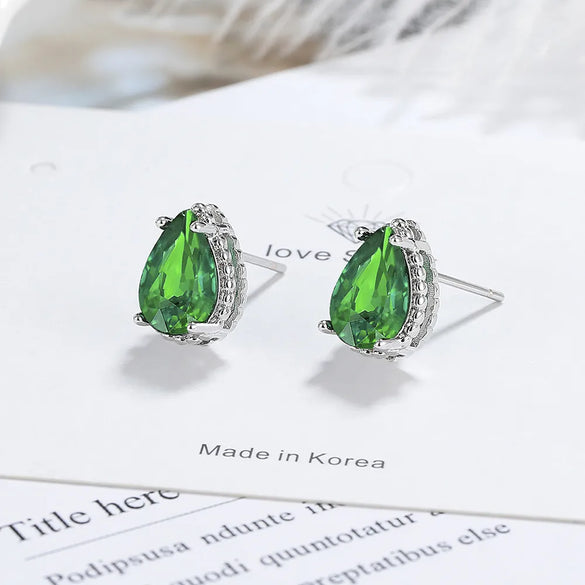 1 Pair Simple Style Shiny Water Droplets Inlay Copper Zircon Ear Studs