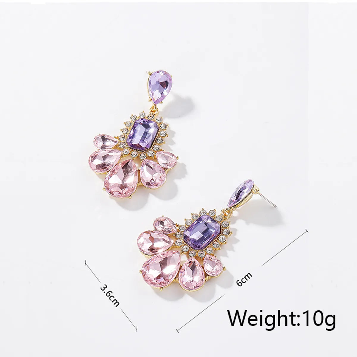 1 Pair Simple Style Shiny Water Droplets Rectangle Inlay Alloy Artificial Crystal Drop Earrings