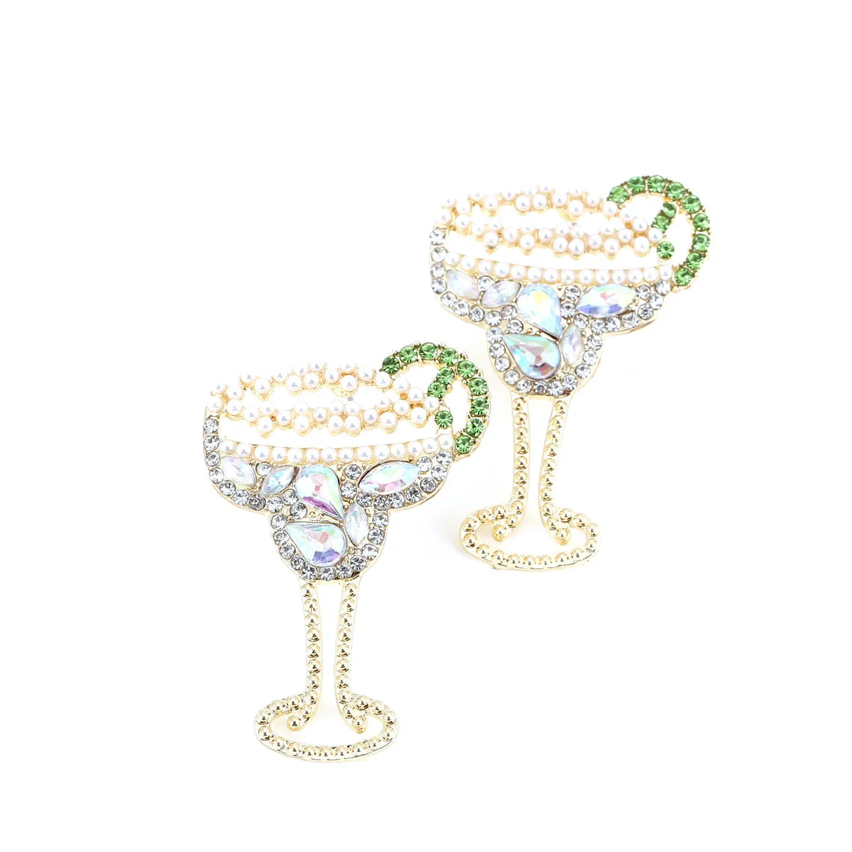 1 Pair Simple Style Shiny Wine Glass Inlay Zinc Alloy Rhinestones Pearl Drop Earrings