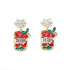 1 Pair Simple Style Shiny Wine Glass Inlay Zinc Alloy Rhinestones Pearl Drop Earrings