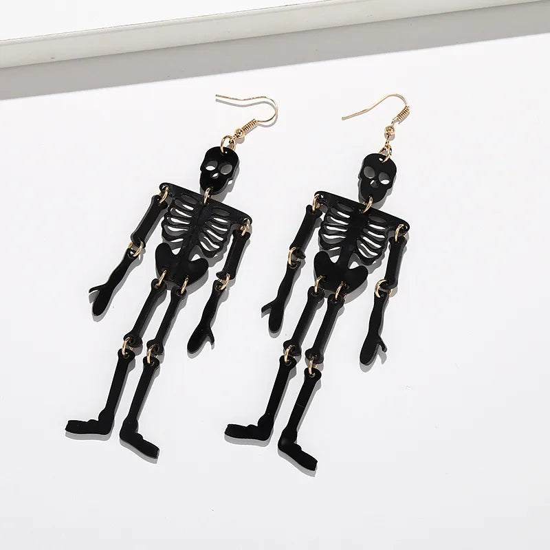 1 Pair Simple Style Skull Hollow Out Metal Drop Earrings