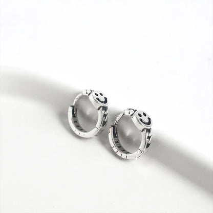 1 Pair Simple Style Smile Face Hollow Out Sterling Silver Earrings