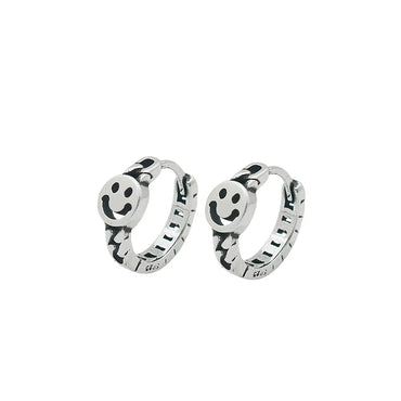 1 Pair Simple Style Smile Face Hollow Out Sterling Silver Earrings