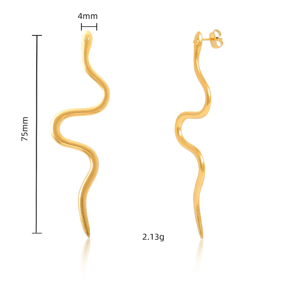 1 Pair Simple Style Snake 304 Stainless Steel Ear Studs