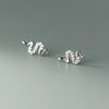 1 Pair Simple Style Snake Inlay Sterling Silver Zircon Ear Studs