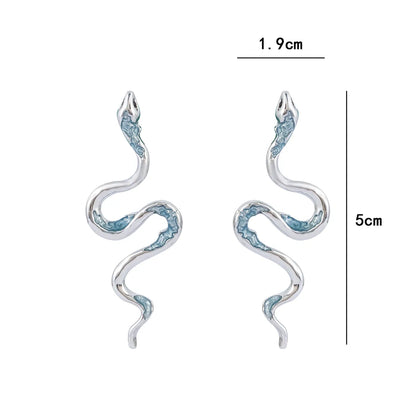 1 Pair Simple Style Snake Plating Inlay Alloy Crystal Silver Plated Ear Studs