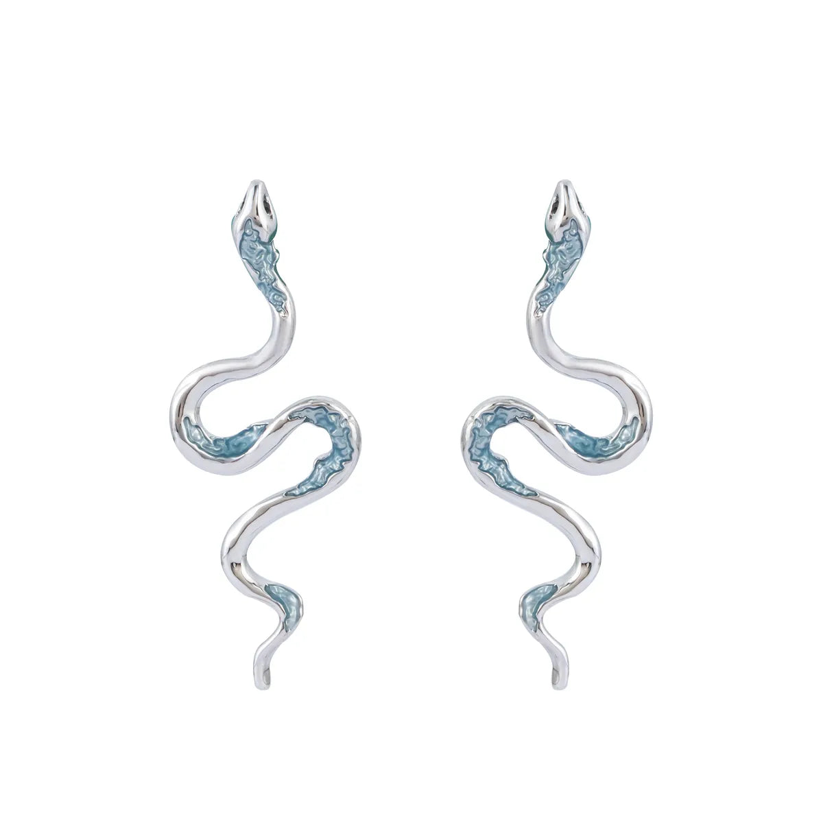 1 Pair Simple Style Snake Plating Inlay Alloy Crystal Silver Plated Ear Studs