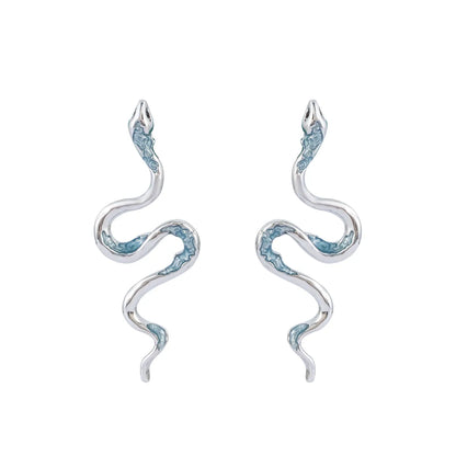 1 Pair Simple Style Snake Plating Inlay Alloy Crystal Silver Plated Ear Studs