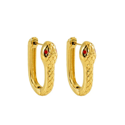 1 Pair Simple Style Snake Plating 304 Stainless Steel 18K Gold Plated Hoop Earrings