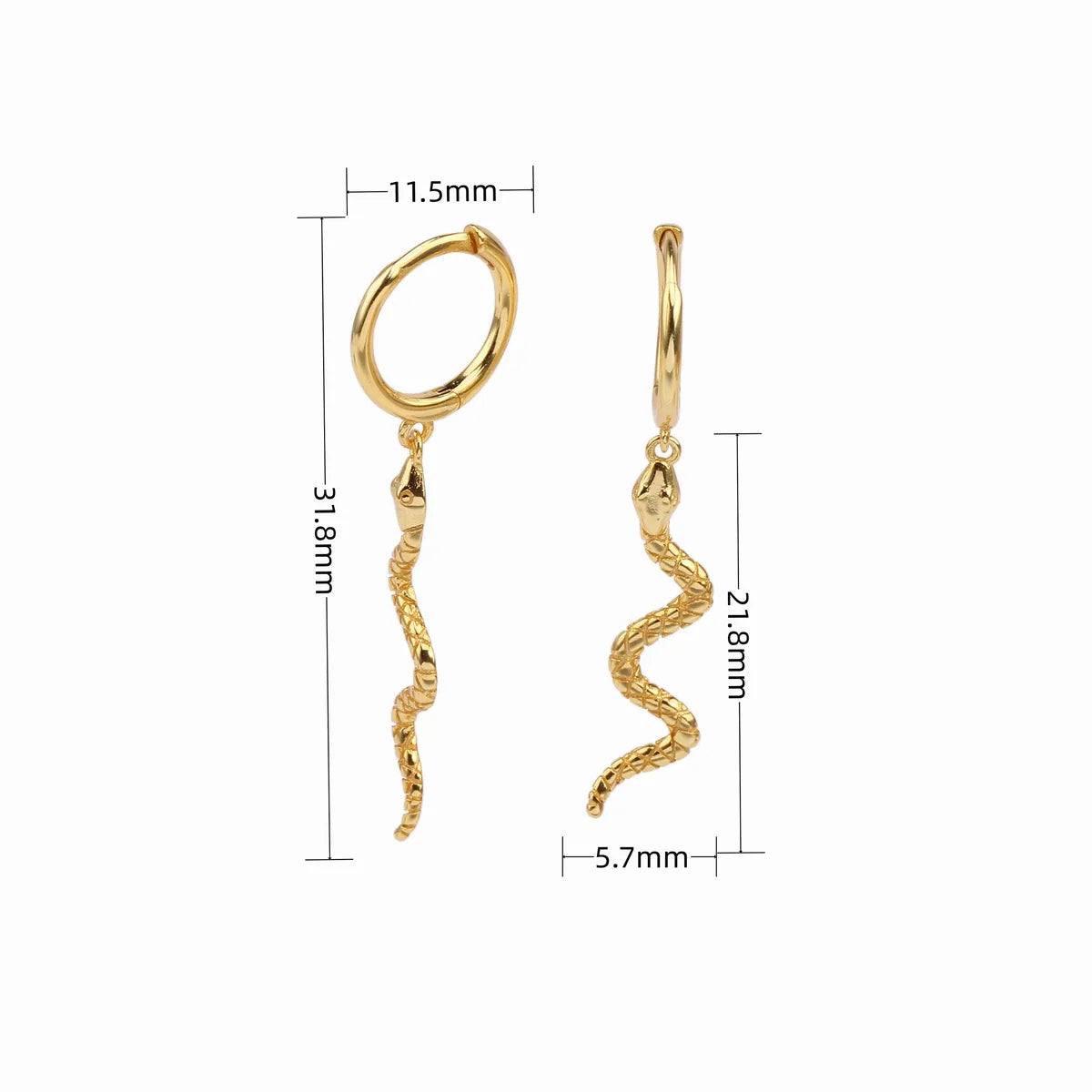 1 Pair Simple Style Snake Sterling Silver Earrings