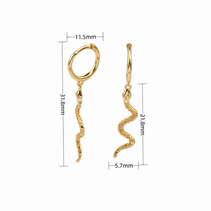 1 Pair Simple Style Snake Sterling Silver Earrings