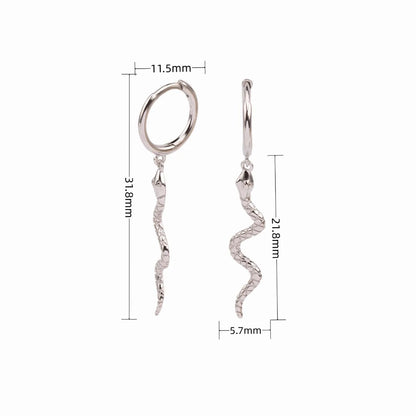 1 Pair Simple Style Snake Sterling Silver Earrings